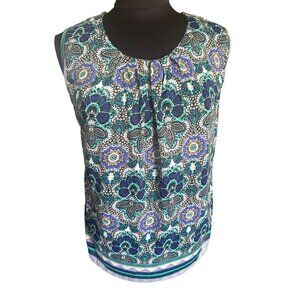 Uniti Stretch Women's Sleeveless Floral Print Top Size S Cotton Blend